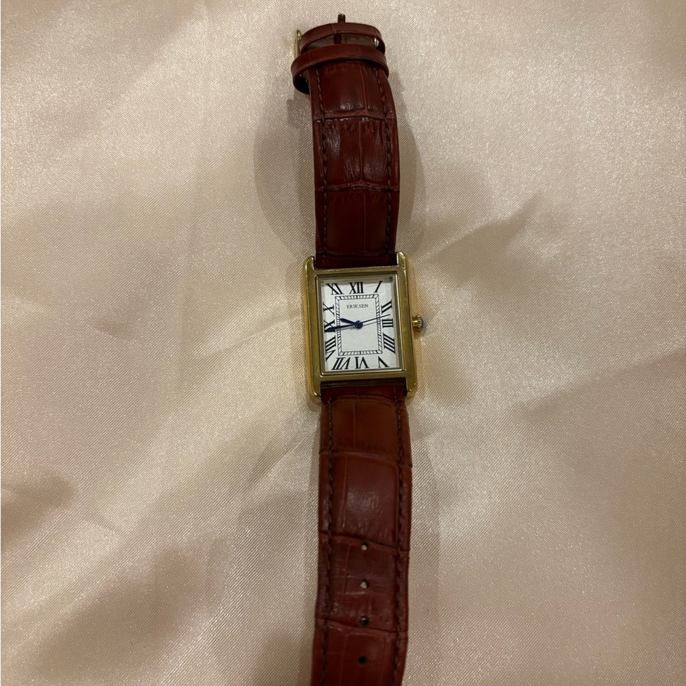Brown Leather Strap Gold Watch